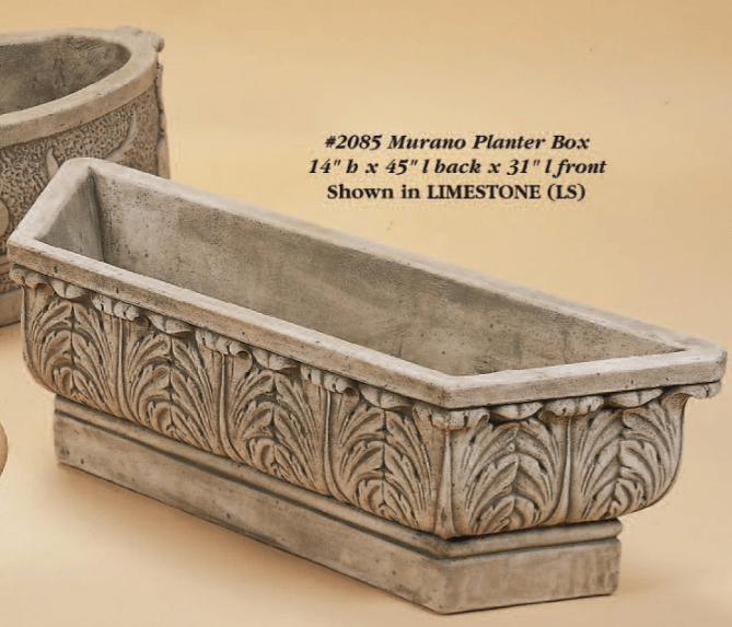 Murano Planter Box Cast Stone Outdoor Garden Planter Planter Tuscan 