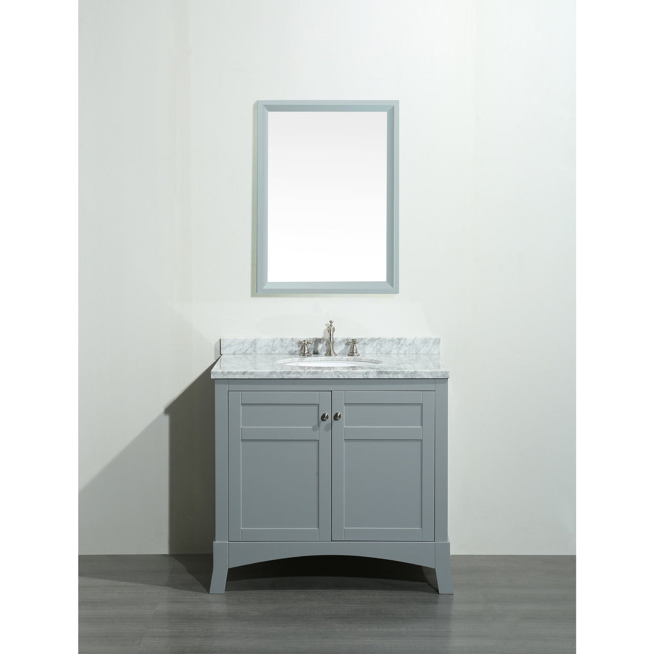 Eviva New York 36" Grey Vanity, with White Marble Carrera Counter-top, & Sink Vanity Eviva 