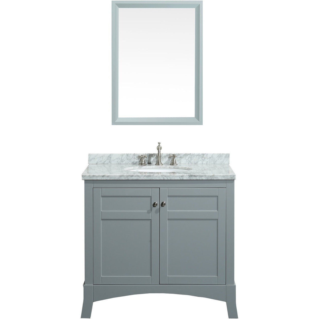 Eviva New York 36" Grey Vanity, with White Marble Carrera Counter-top, & Sink Vanity Eviva 