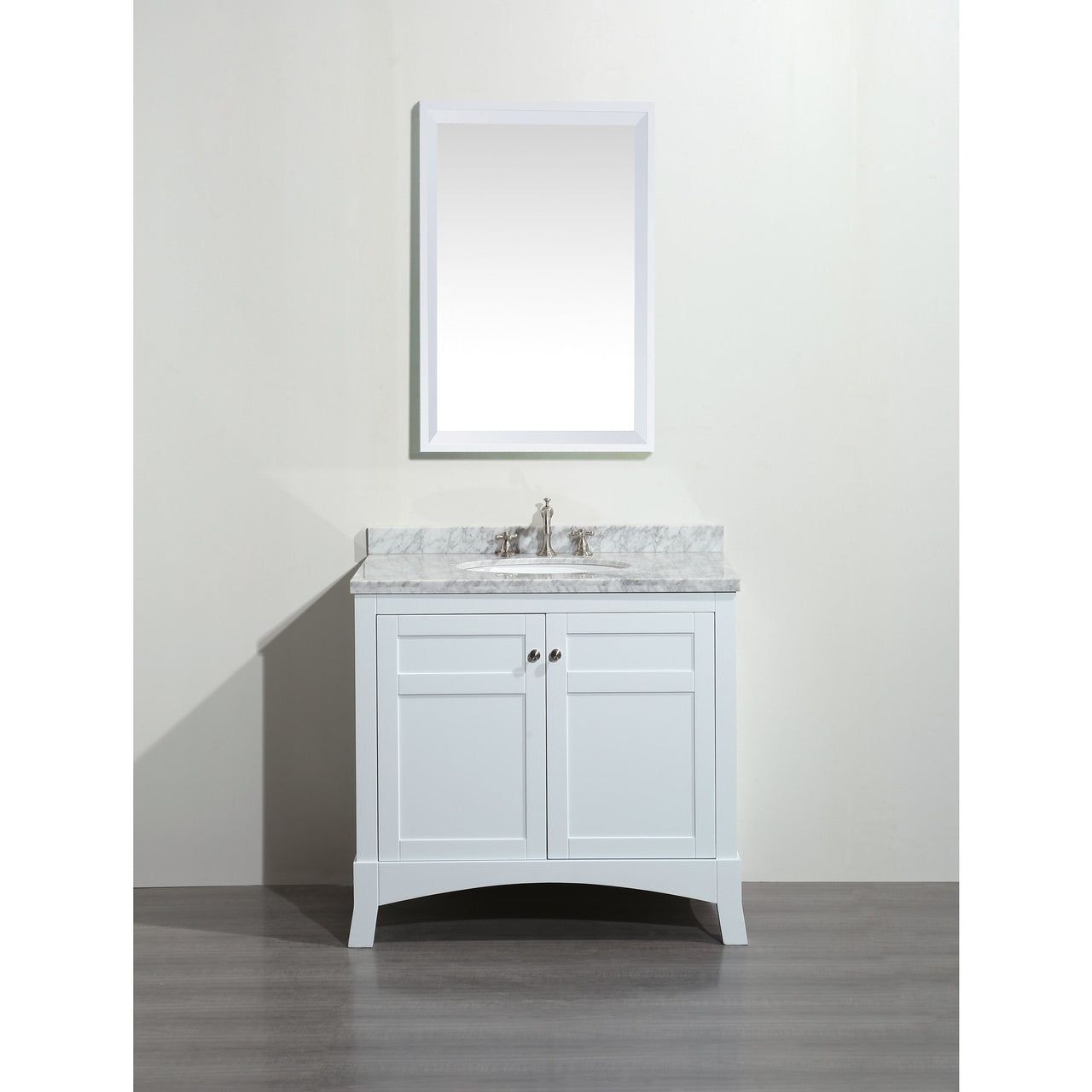 Eviva New York 36" White Vanity, with White Marble Carrera Counter-top, & Sink Vanity Eviva 