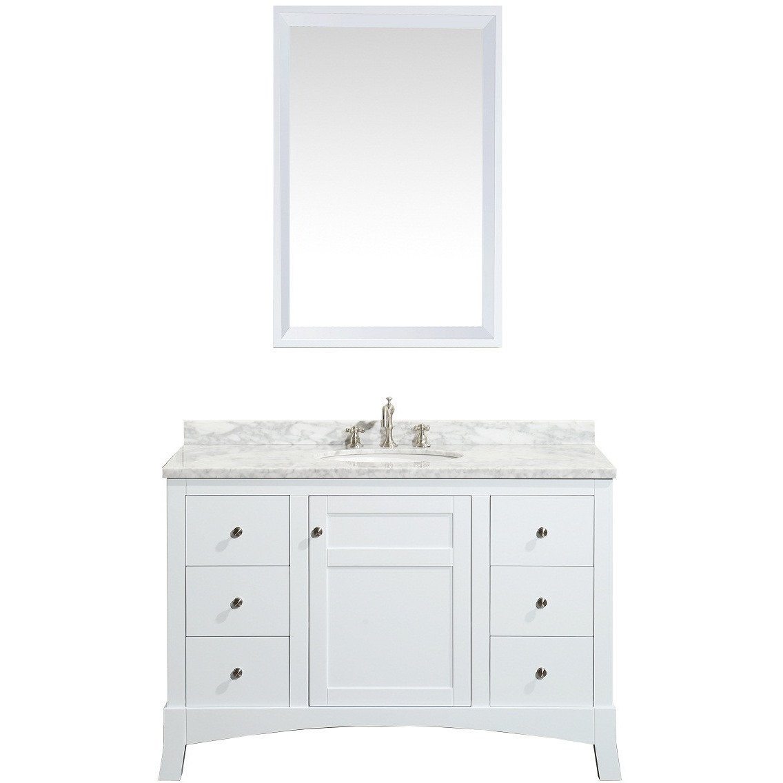 Eviva New York 48" White Vanity, with White Marble Carrera Counter-top, & Sink Vanity Eviva 