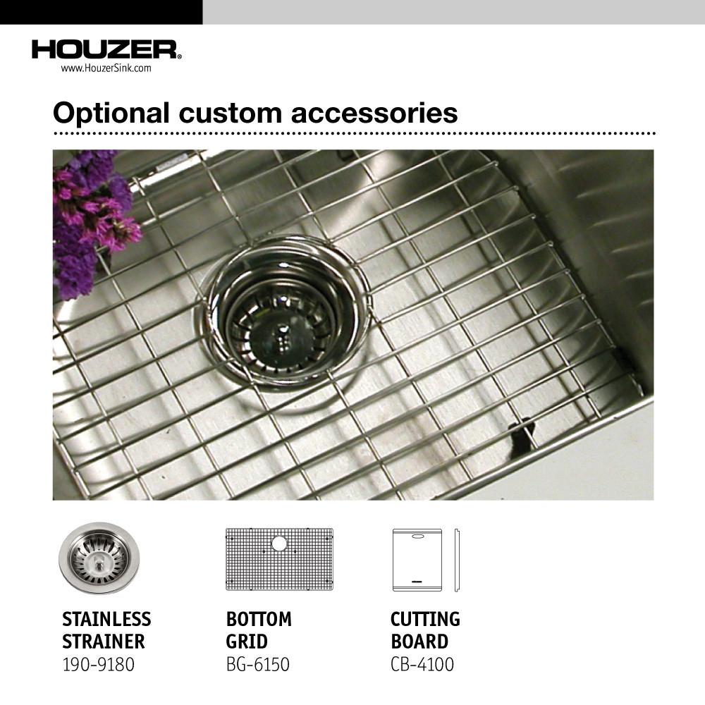 Houzer Nouvelle Series 25mm Radius Undermount Stainless Steel Large Single Bowl Kitchen Sink Kitchen Sink - Undermount Houzer 