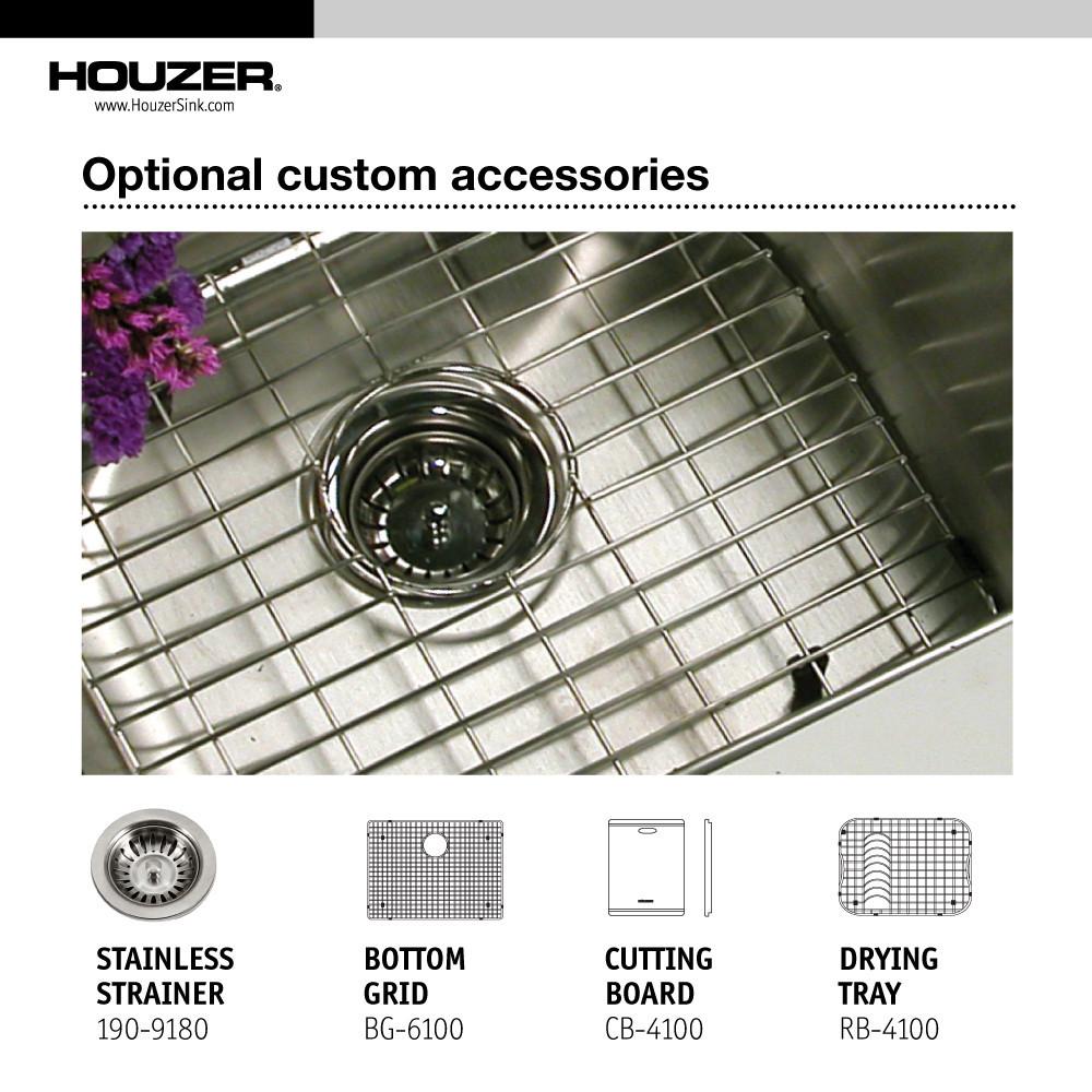 Houzer Nouvelle Series 25mm Radius Undermount Stainless Steel Single Bowl Kitchen Sink Kitchen Sink - Undermount Houzer 