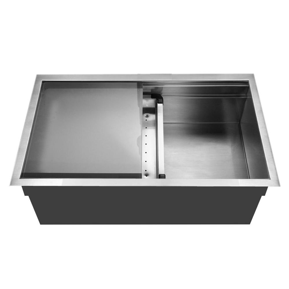 Houzer Novus Series Dual Level Undermount Stainless Steel Large Single Bowl Kitchen Sink with Sliding Platform Kitchen Sink - Undermount Houzer 