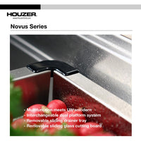 Thumbnail for Houzer Novus Series Dual Level Undermount Stainless Steel Large Single Bowl Kitchen Sink with Sliding Platform Kitchen Sink - Undermount Houzer 