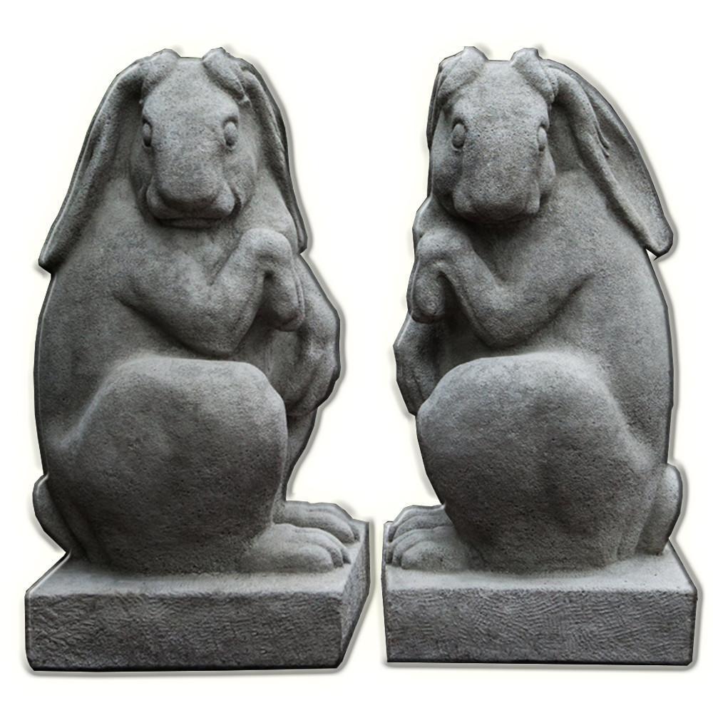 Campania International Cast Stone Newport Rabbit Set Left and Right Statuary Campania International 