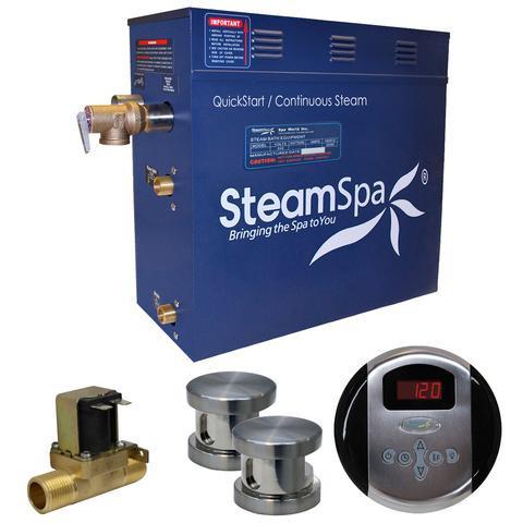 SteamSpa Oasis 12 KW QuickStart Acu-Steam Bath Generator Package with Built-in Auto Drain in Brushed Nickel Steam Generators SteamSpa 