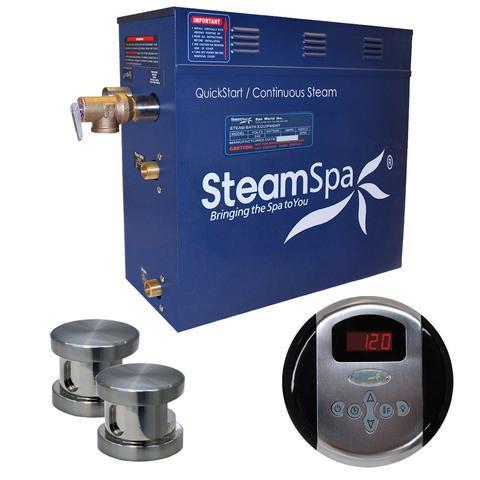 SteamSpa Oasis 12 KW QuickStart Acu-Steam Bath Generator Package in Brushed Nickel Steam Generators SteamSpa 