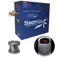 Thumbnail for SteamSpa Oasis 7.5 KW QuickStart Acu-Steam Bath Generator Package in Brushed Nickel Steam Generators SteamSpa 