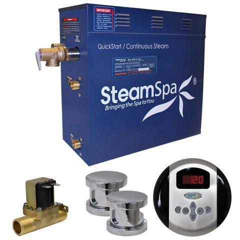 SteamSpa Oasis 10.5 KW QuickStart Acu-Steam Bath Generator Package with Built-in Auto Drain in Polished Chrome Steam Generators SteamSpa 