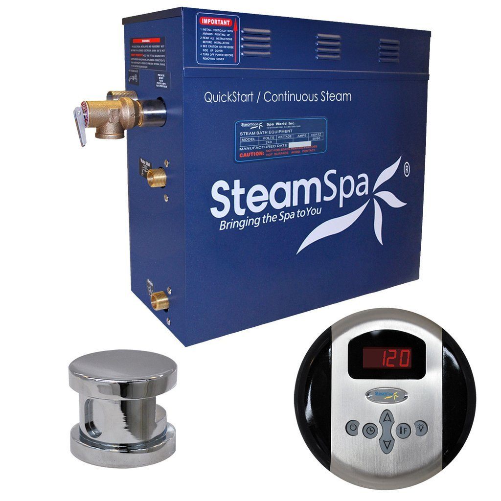 SteamSpa Oasis 6 KW QuickStart Acu-Steam Bath Generator Package in Polished Chrome Steam Generators SteamSpa 