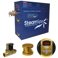 Thumbnail for SteamSpa OA450GD-A Oasis 4.5 KW QuickStart Acu-Steam Bath Generator Package with Built-in Auto Drain in Polished Gold Steam Generators SteamSpa 