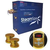 Thumbnail for SteamSpa Oasis 10.5 KW QuickStart Acu-Steam Bath Generator Package in Polished Gold Steam Generators SteamSpa 