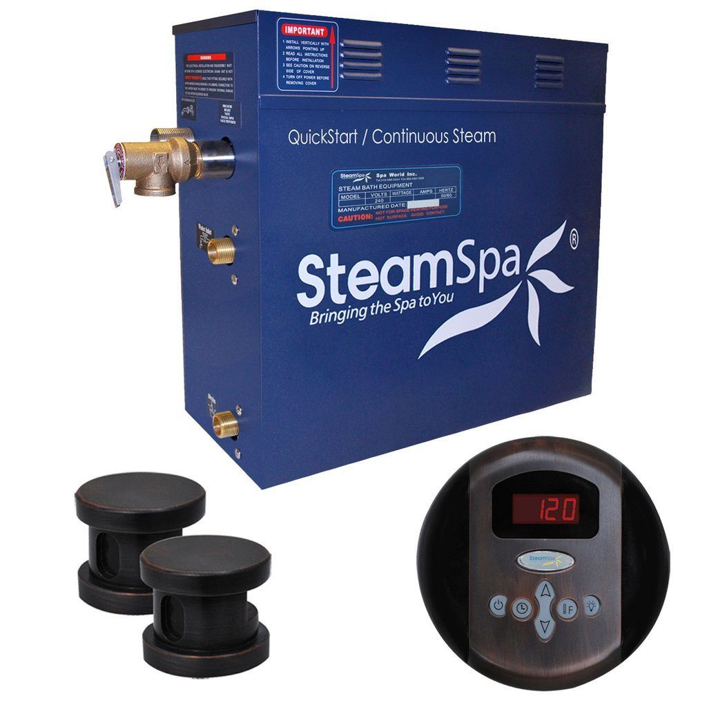 SteamSpa Oasis 12 KW QuickStart Acu-Steam Bath Generator Package in Oil Rubbed Bronze Steam Generators SteamSpa 