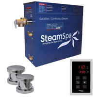 Thumbnail for SteamSpa Oasis 12 KW QuickStart Acu-Steam Bath Generator Package in Polished Chrome Steam Generators SteamSpa 