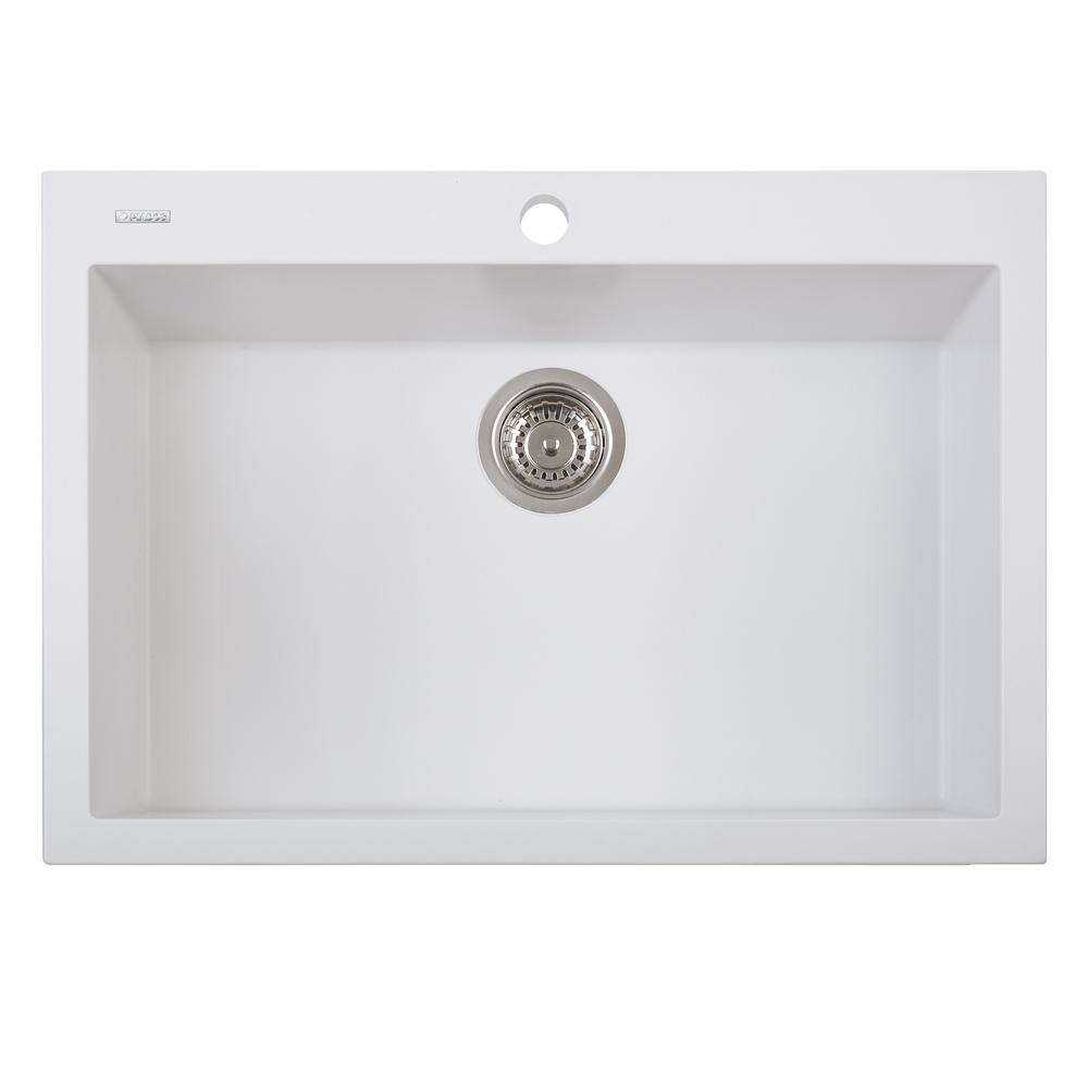 Latoscana Single Basin Drop-In Sink ON7610 Kitchen Sink Latoscana Milk White 