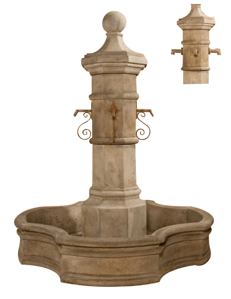 Octavia Pond Outdoor Cast Stone Garden Fountain W/ 70" Monaco Pond For Spouts Fountain Tuscan 