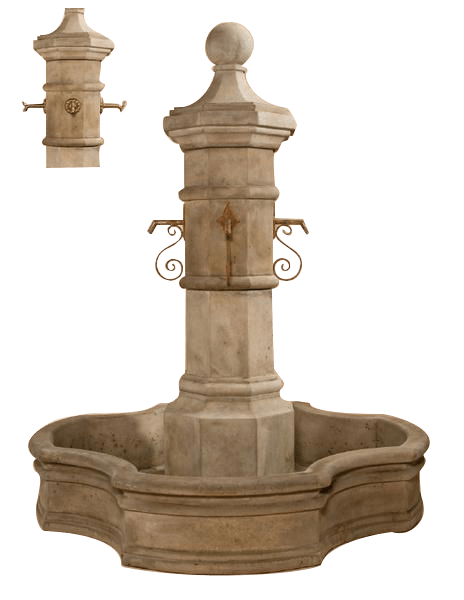 Octavia Pond Outdoor Cast Stone Garden Fountain W/ 70" Monaco Pond For Spouts Fountain Tuscan 