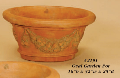Oval Garden Pot Cast Stone Outdoor Garden Plante Planter Tuscan 