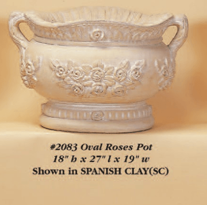 Oval Roses Pot Cast Stone Outdoor Garden Planter Planter Tuscan 