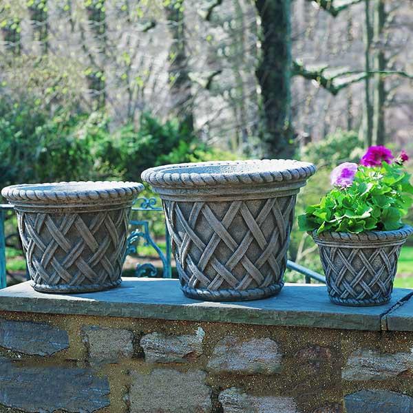 Campania International Cast Stone English Weave Small Planter Urn/Planter Campania International 