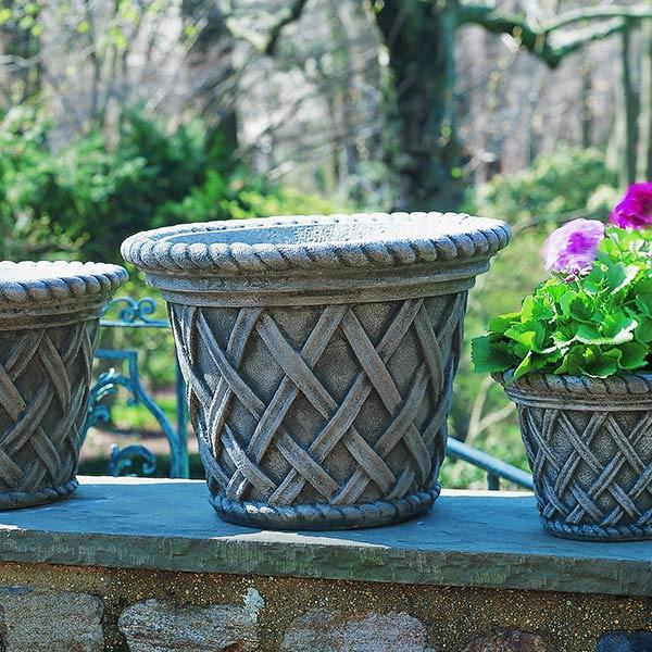 Campania International Cast Stone English Weave Large Planter Urn/Planter Campania International 