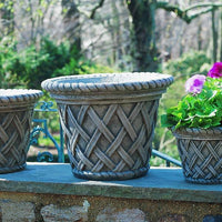 Thumbnail for Campania International Cast Stone English Weave Large Planter Urn/Planter Campania International 