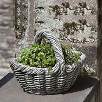 Thumbnail for Campania International Cast Stone Small Basket w/handle Urn/Planter Campania International 