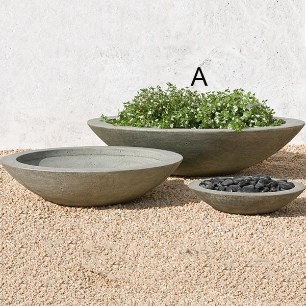 Campania International Cast Stone Low Zen Bowl Large Urn/Planter Campania International 