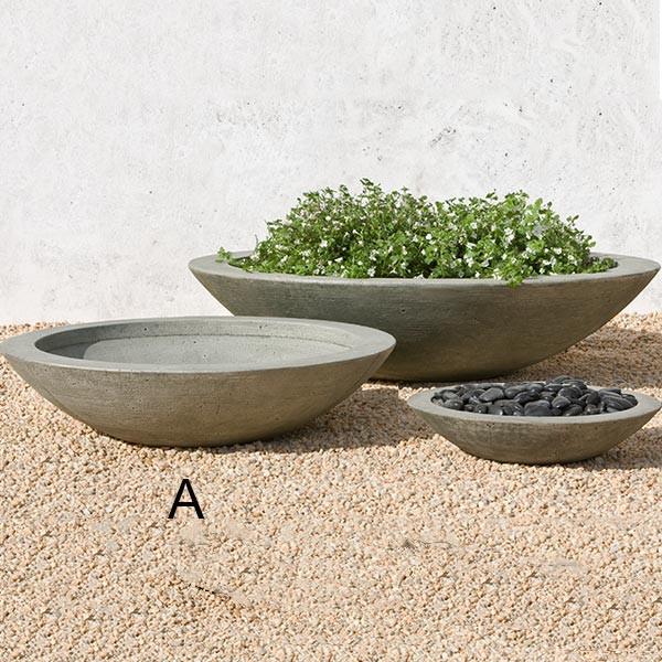 Campania International Cast Stone Low Zen Bowl Medium Urn/Planter Campania International 