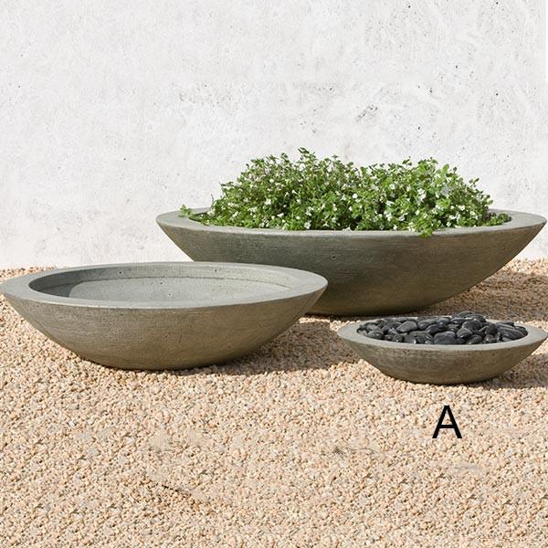 Campania International Cast Stone Low Zen Bowl Small Urn/Planter Campania International 