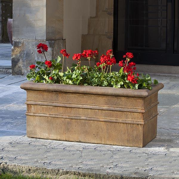 Campania International Cast Stone Classic Rolled Rim Window Box Urn/Planter Campania International 