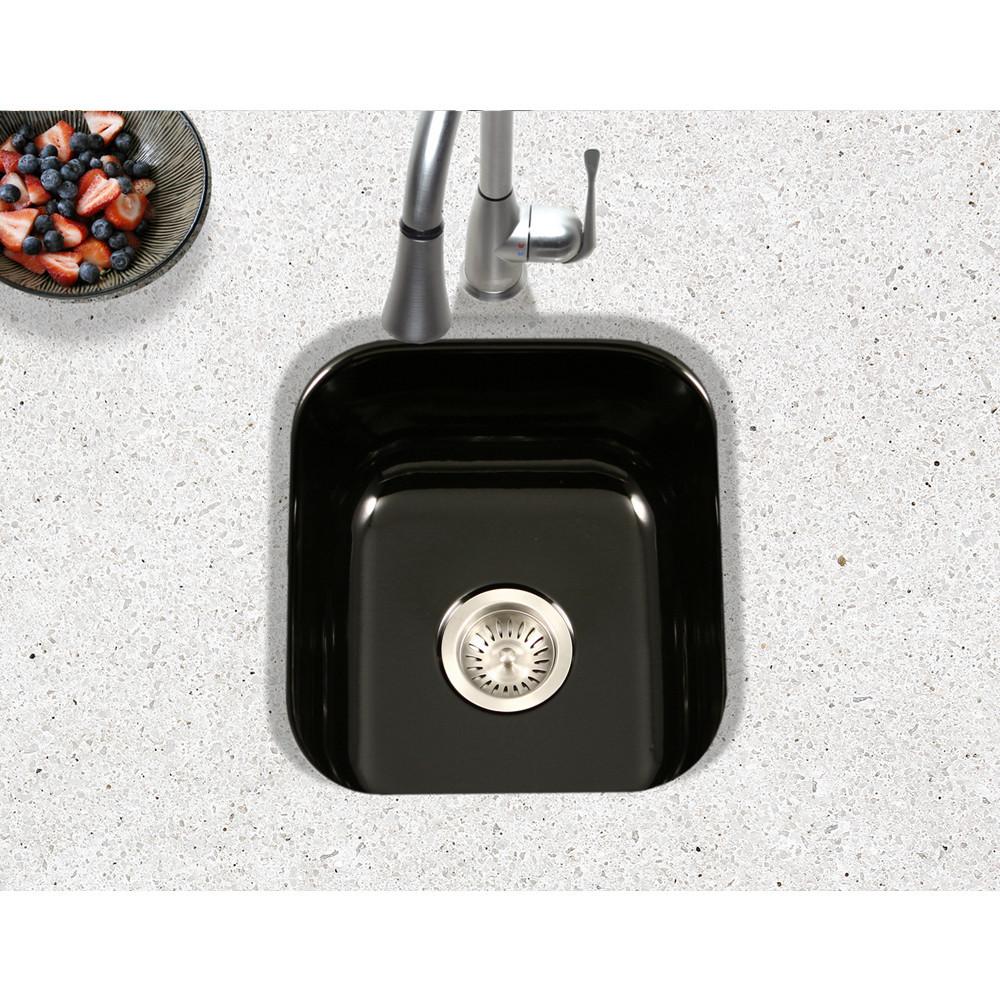 Houzer BL Porcela Series Porcelain Enamel Steel Undermount Bar/Prep Sink, Black Kitchen Sink - Undermount Houzer 