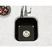 Thumbnail for Houzer BL Porcela Series Porcelain Enamel Steel Undermount Bar/Prep Sink, Black Kitchen Sink - Undermount Houzer 