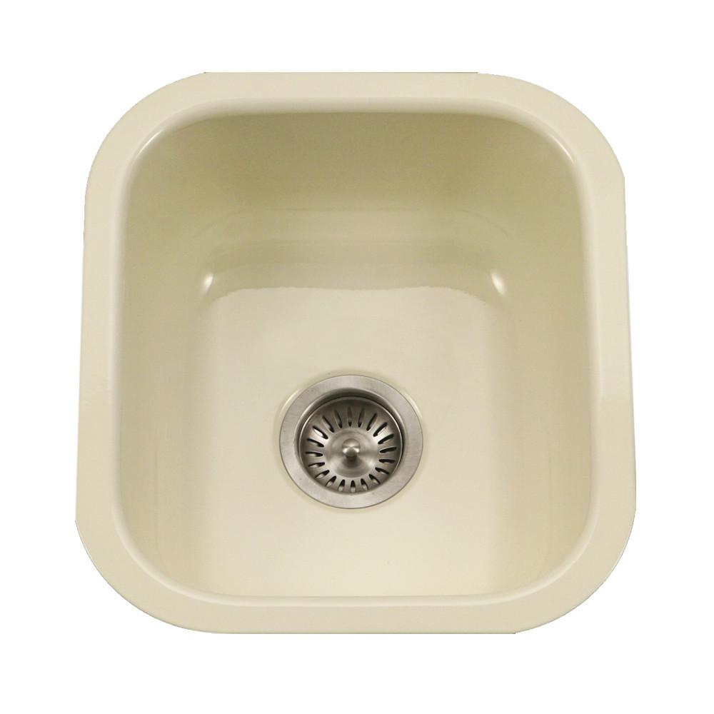 Houzer BQ Porcela Series Porcelain Enamel Steel Undermount Bar/Prep Sink, Biscuit Kitchen Sink - Undermount Houzer 
