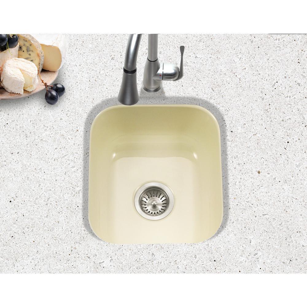 Houzer BQ Porcela Series Porcelain Enamel Steel Undermount Bar/Prep Sink, Biscuit Kitchen Sink - Undermount Houzer 