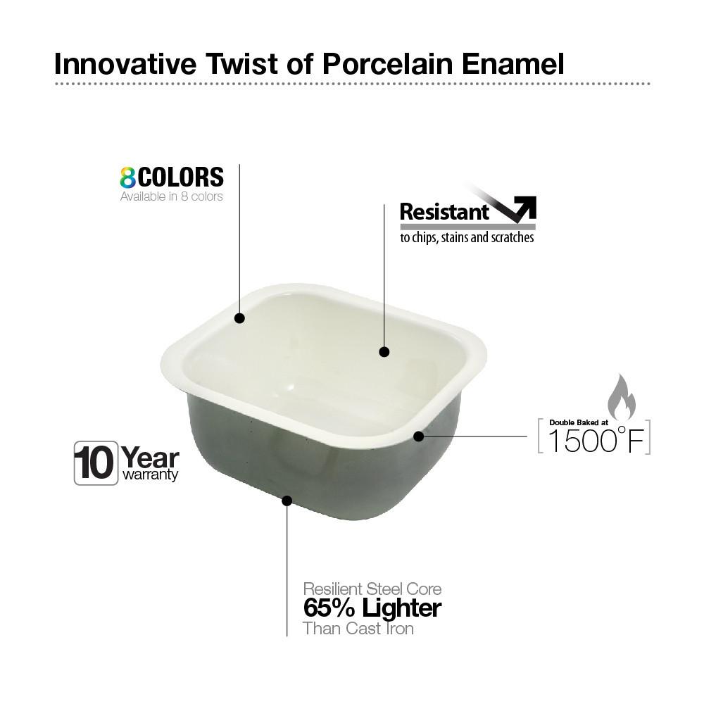 Houzer BQ Porcela Series Porcelain Enamel Steel Undermount Bar/Prep Sink, Biscuit Kitchen Sink - Undermount Houzer 