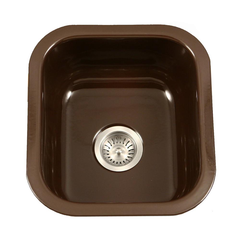 Houzer ES Porcela Series Porcelain Enamel Steel Undermount Bar/Prep Sink, Espresso Kitchen Sink - Undermount Houzer 