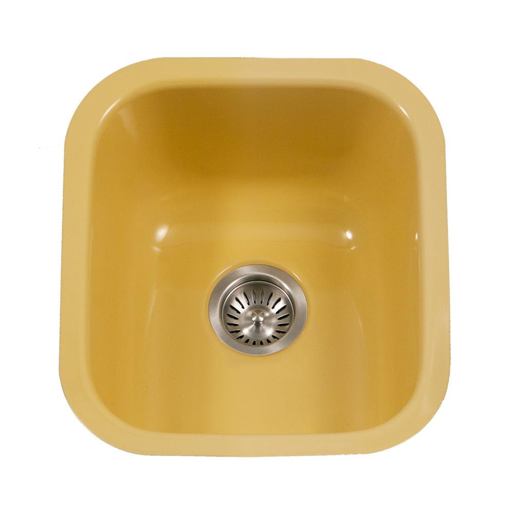 Houzer LE Porcela Series Porcelain Enamel Steel Undermount Bar/Prep Sink, Lemon Kitchen Sink - Undermount Houzer 