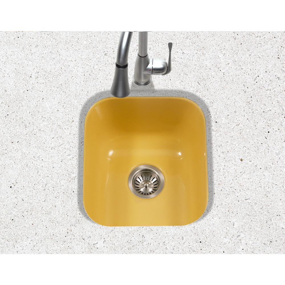 Houzer LE Porcela Series Porcelain Enamel Steel Undermount Bar/Prep Sink, Lemon Kitchen Sink - Undermount Houzer 