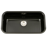 Thumbnail for Houzer BL Porcela Series Porcelain Enamel Steel Undermount Large Single Bowl Kitchen Sink, Black Kitchen Sink - Undermount Houzer 