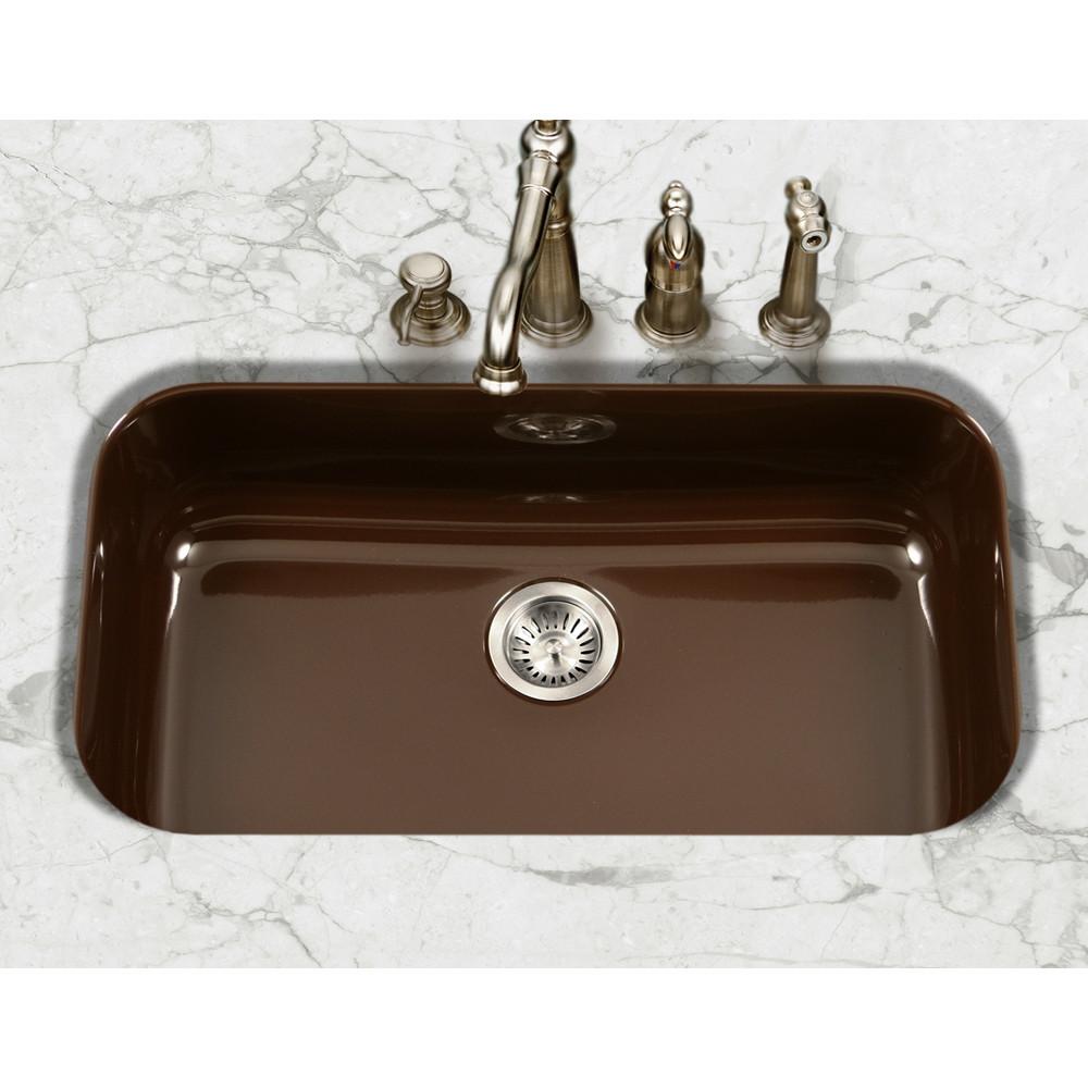 Houzer ES Porcela Series Porcelain Enamel Steel Undermount Large Single Bowl Kitchen Sink, Espresso Kitchen Sink - Undermount Houzer 