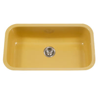 Thumbnail for Houzer LE Porcela Series Porcelain Enamel Steel Undermount Large Single Bowl Kitchen Sink, Lemon Kitchen Sink - Undermount Houzer 