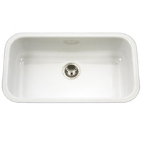 Thumbnail for Houzer WH Porcela Series Porcelain Enamel Steel Undermount Large Single Bowl Kitchen Sink, White Kitchen Sink - Undermount Houzer 