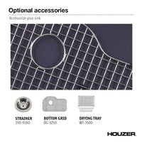 Thumbnail for Houzer BL Porcela Series Porcelain Enamel Steel Undermount Offset Single Bowl Kitchen Sink, Black Kitchen Sink - Undermount Houzer 