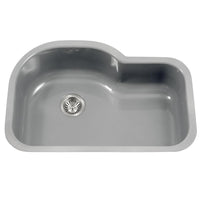 Thumbnail for Houzer SL Porcela Series Porcelain Enamel Steel Undermount Offset Single Bowl Kitchen Sink, Slate Kitchen Sink - Undermount Houzer 