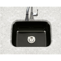 Thumbnail for Houzer BL Porcela Series Porcelain Enamel Steel Undermount Single Bowl Kitchen Sink, Black Kitchen Sink - Undermount Houzer 