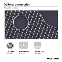 Thumbnail for Houzer BL Porcela Series Porcelain Enamel Steel Undermount Single Bowl Kitchen Sink, Black Kitchen Sink - Undermount Houzer 