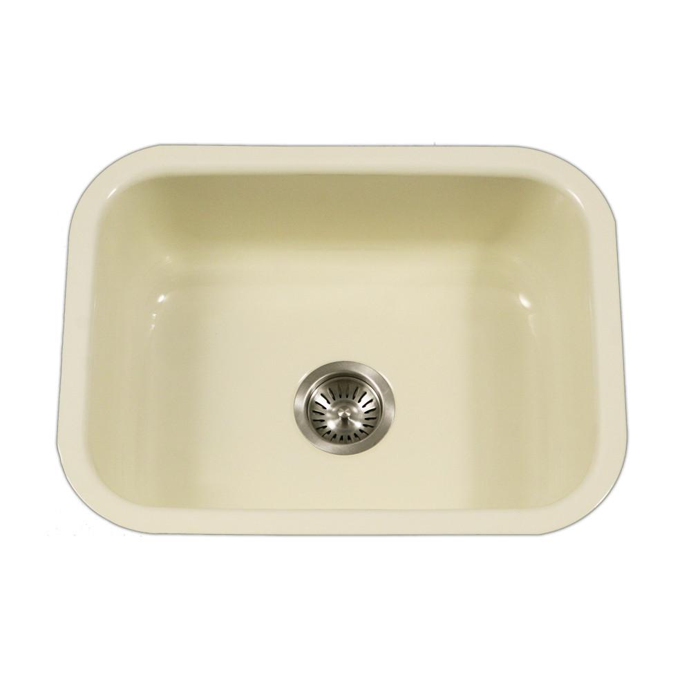 Houzer BQ Porcela Series Porcelain Enamel Steel Undermount Single Bowl Kitchen Sink, Biscuit Kitchen Sink - Undermount Houzer 