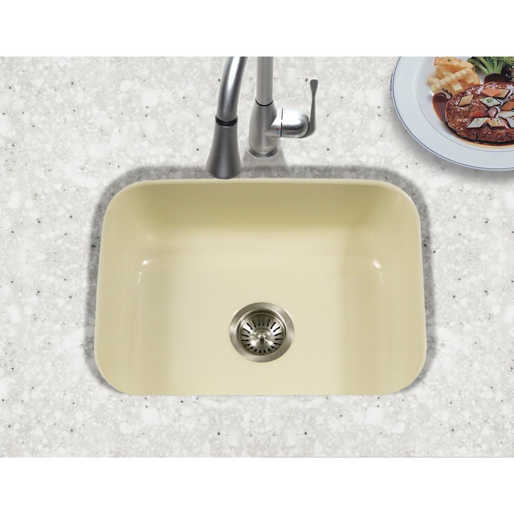 Houzer BQ Porcela Series Porcelain Enamel Steel Undermount Single Bowl Kitchen Sink, Biscuit Kitchen Sink - Undermount Houzer 